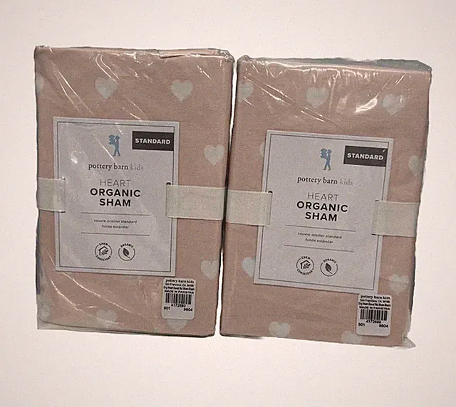 2-PACK Pottery Barn Kids Heart Organic Sham Regular 2-PACK NEW 20x26 inches NEW