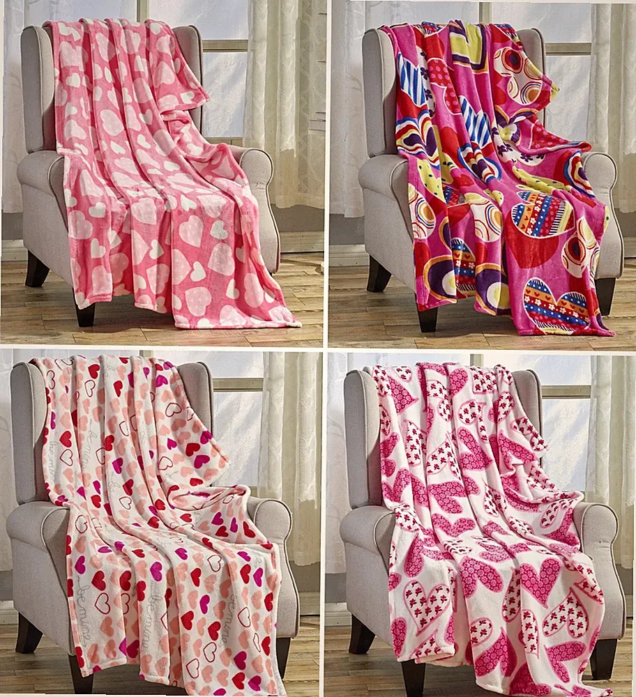 Heart Ultra Plush Throw Blanket Soft Printed Valentine's Day Home Decor 50"x60"