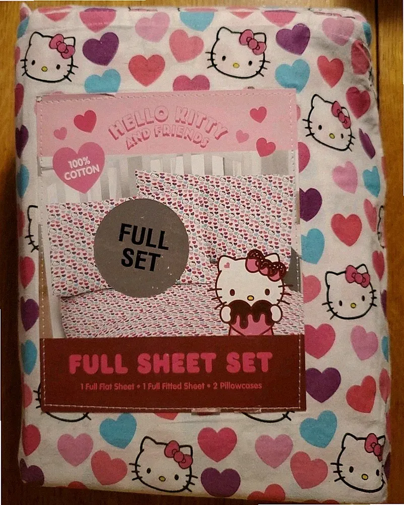 Hello Kitty And Friends Valentine's Day Full Sheet Set Red & Pink Hearts Sheets