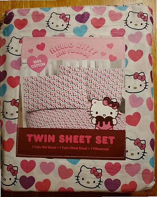 Hello Kitty And Friends Valentine's Day Twin Sheet Set Pink & Red Hearts Sheets