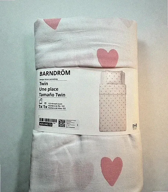 IKEA Barndrom TWIN Duvet Cover and Pillowcase PINK HEARTS New