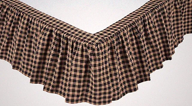 King Red Black Tartan Plaid Bed Skirt Gathered Country Dust Ruffle Bingham Star