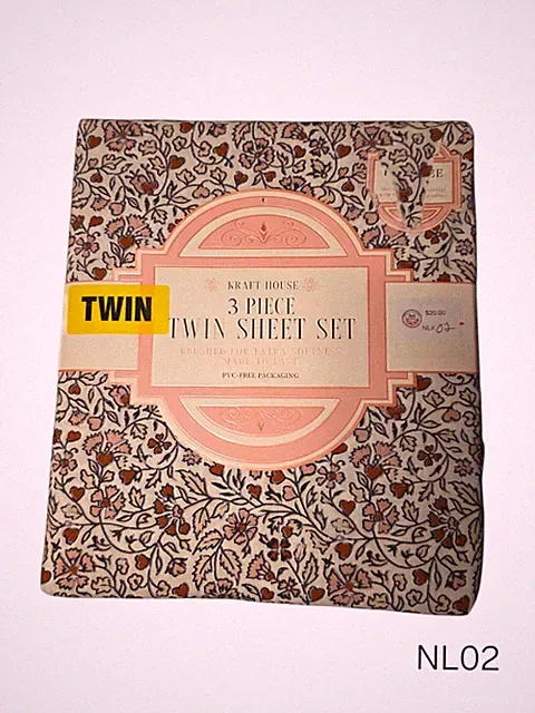 Kraft House 3pc Twin Sheet Set Red Hearts ❤️ Floral