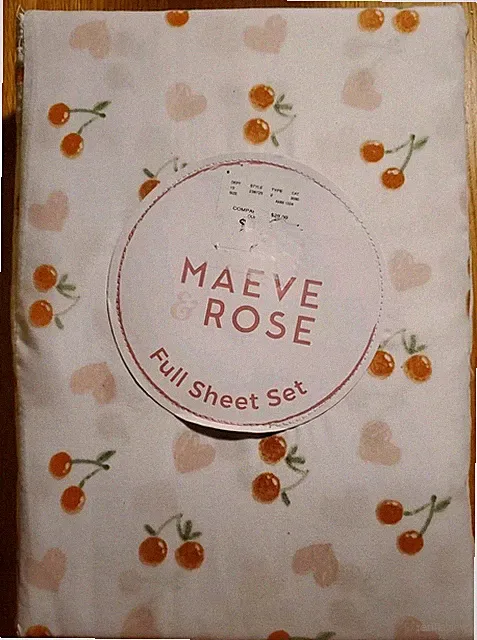 Maeve & Rose Valentine's Day Red Cherries & Pink Hearts 4pc Full Size Sheet Set