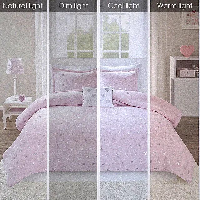 Mi Zone Jenna Metallic Heart Printed Comforter Set with Throw Pillow