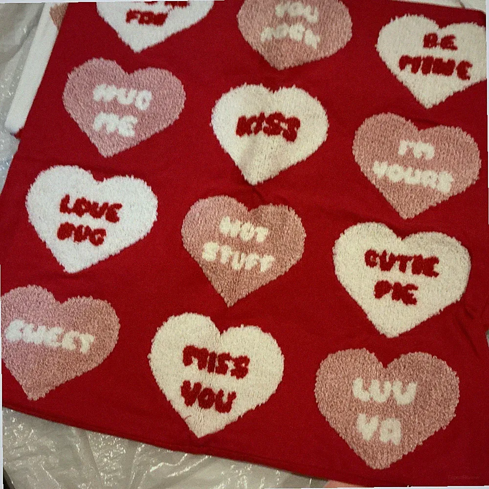 Mixweer 2 Pcs Valentine's Day Heart Pattern Square Pillow Shams Red White Pink