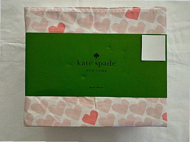 NEW 4pc Kate Spade Queen Sheet Set Light & Dark Pink Hearts All-Over