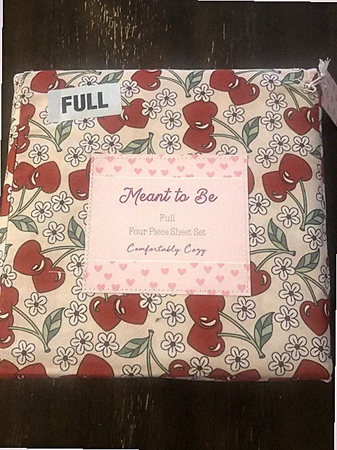 New Meant To Be Full Four Piece Sheet Set Cherries Hearts Valentines Day