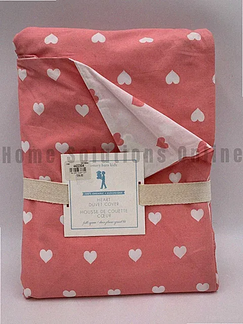 Pottery Barn Kids Heart Organic Cotton Duvet Cover Pink Full Queen #336L