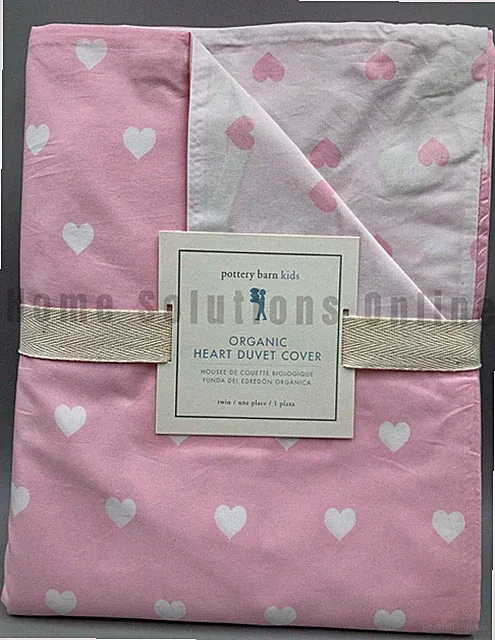 Pottery Barn Kids Heart Organic Percale Reversible Duvet Light Pink Twin #B8019
