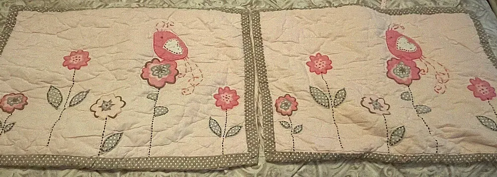 Pottery Barn Kids Quilted Pillow Shams ~Standard ~Pink Heart Floral~ SET OF 2~