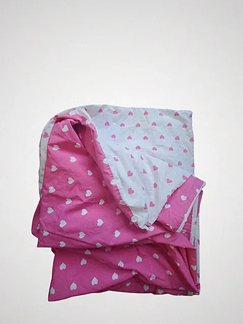 Pottery Barn Kids twin Duvet cover reversible pink white hearts cotton
