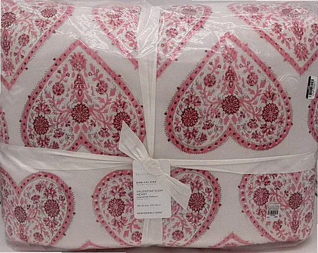 Pottery Barn Valentine's Day Heart KING Comforter ~ Pink Multi
