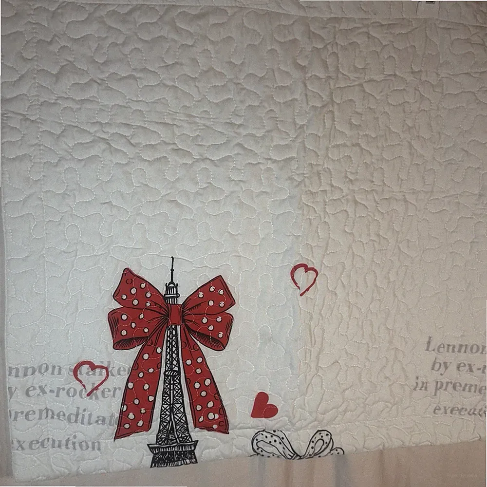 Quilted Pillowcases Set of 2 Eiffel Tower Love Heart White With Red And Black