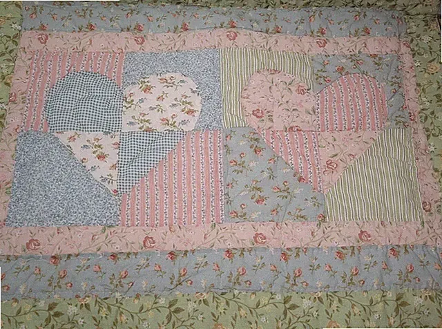 Romantic Pillow Sham Shams Standard Quilted Heart Design Standard Size, Two, B2