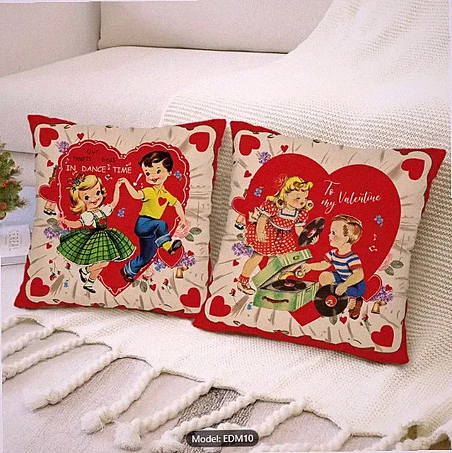 Valentines Day Pillow Cases Retro Style Classic Love Ships From California New