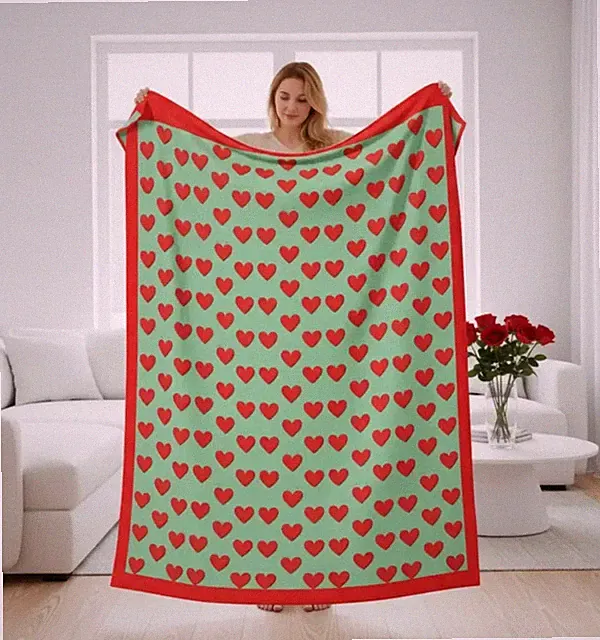 Valentines Heart Pattern Blanket Romantic Love Cozy