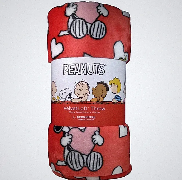 Valentines Peanuts Snoopy Blanket Woodstock LOVE W/Hearts Birkshire 60x70" New