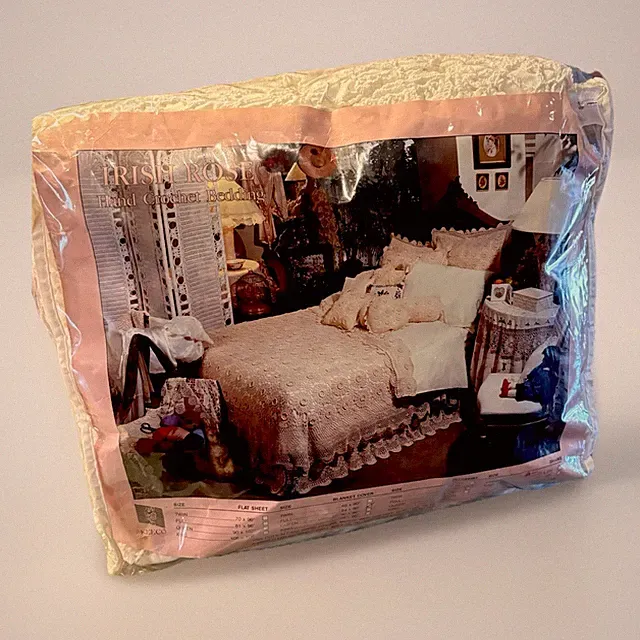 Victorian Heart "Irish Rose" Hand Crochet Bedding Set 100% cotton Size Full New