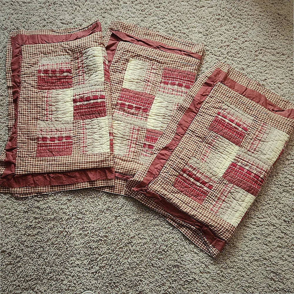 VICTORIAN HEART Patchwork Shams Set Of 3 Red Pillowcase Lexington Home Bedding