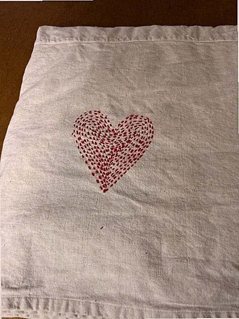 Vintage Embroidered Bed Skirt Hearts