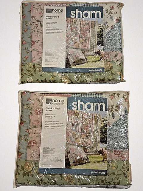 Vintage NOS UNUSED JCPenney Handcrafted Sweethearts Pillow Shams Standard Size